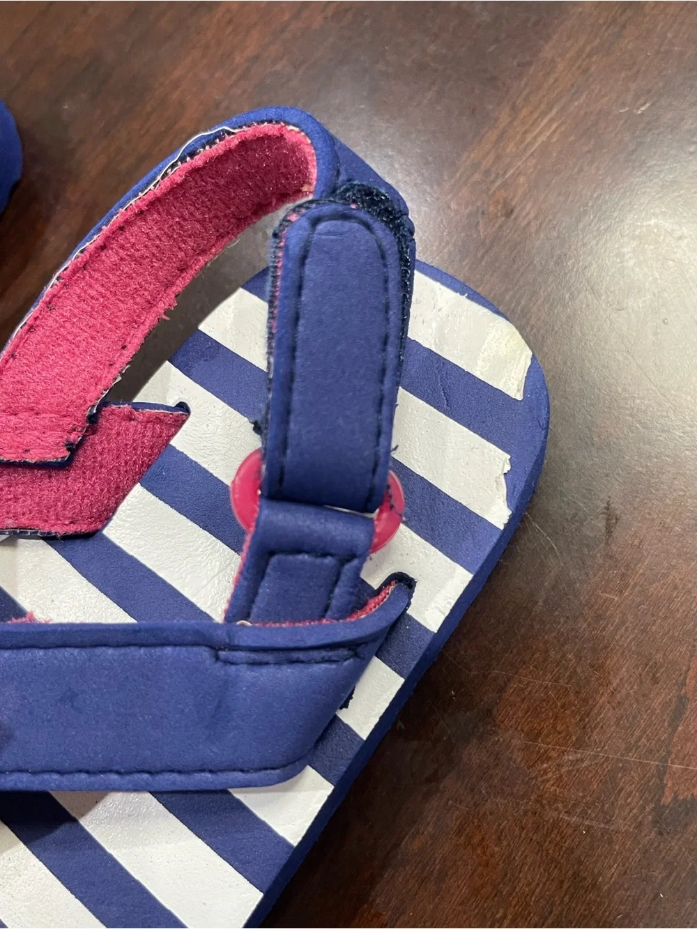 Toddler Navy and Hot Pink Bow Flip Flops